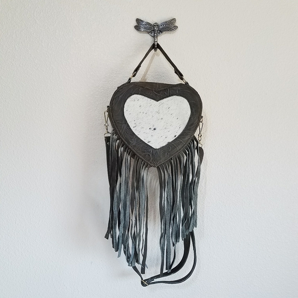 Western Tooled Heart Crossbody Leather Bag